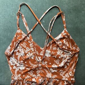 Floral Orange Romper/Jumpsuit